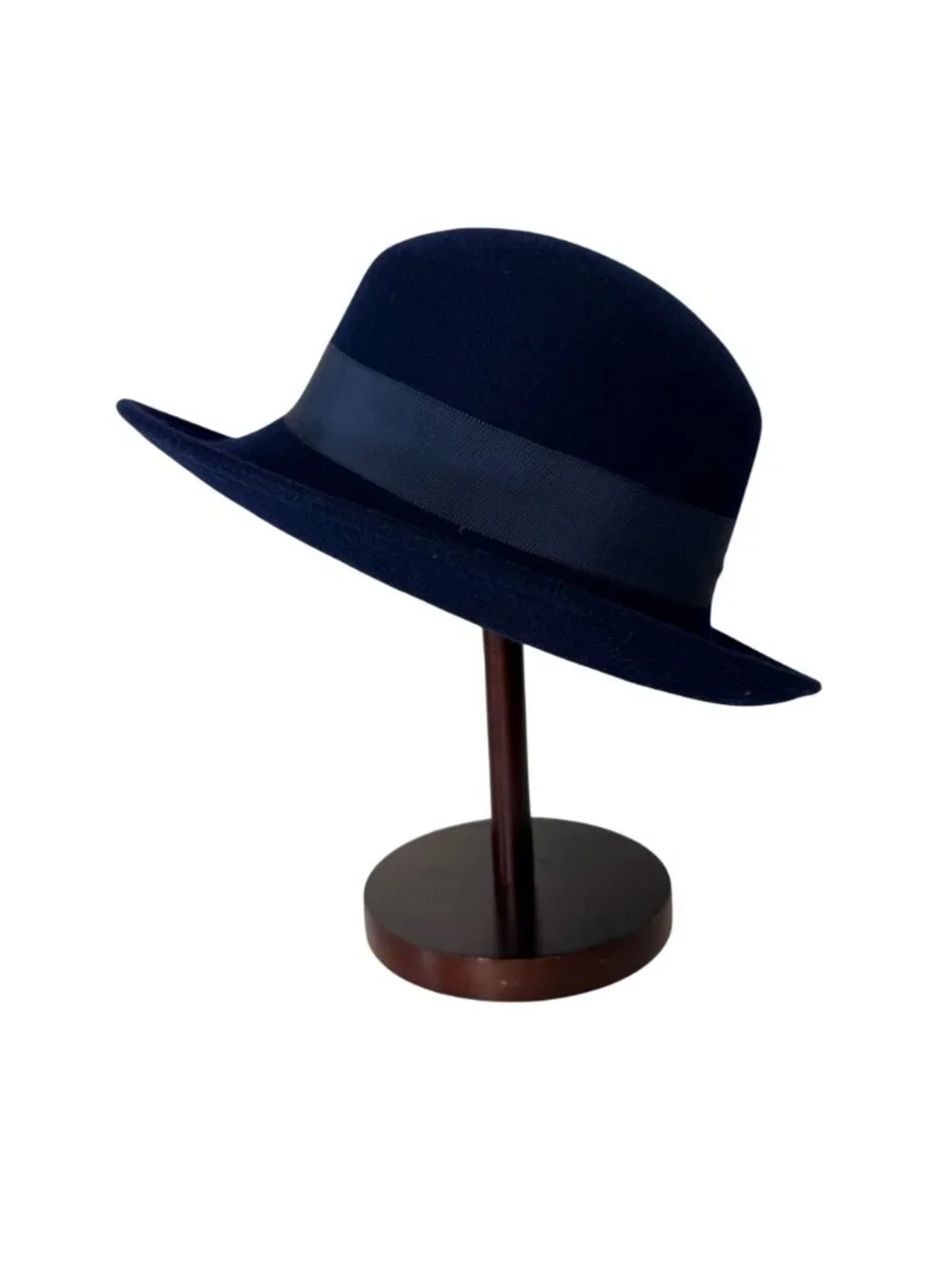 Street Smart Wool Cloche Hat Navy Vintage Church Dress Fashion USA Bow Accent